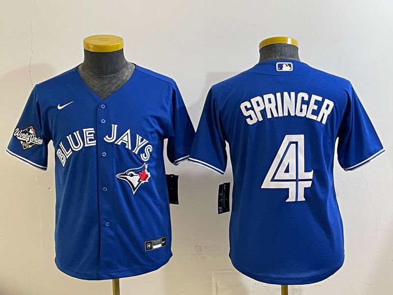 Youth 2025 Toronto Blue Jays #4 Springer blue Game Nike MLB Jersey style 02->youth mlb jersey->Youth Jersey